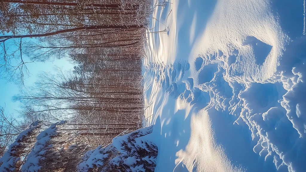 a snow-covered trail leading into the woods the path lost phone wallpaper 4k