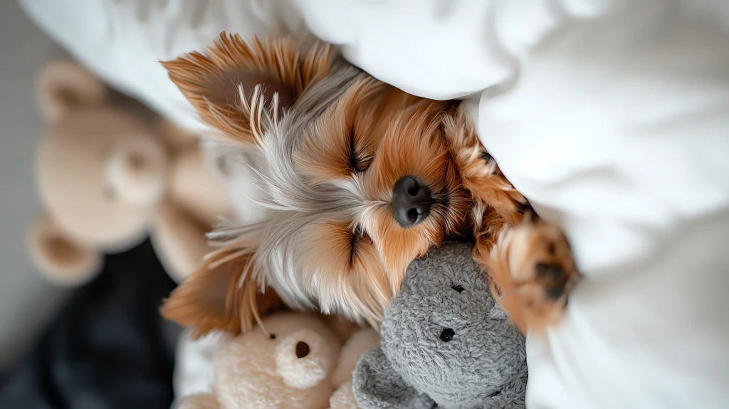 a tiny dog yorkshire terrier lies supine on a soft phone wallpaper 4k