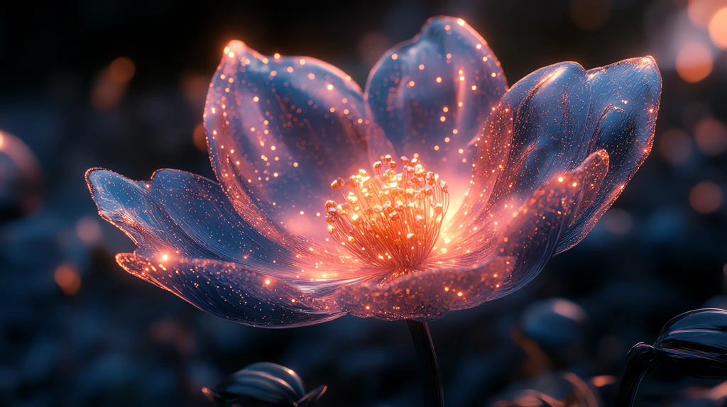 a transparent glass flower with a colorful starry sky desktop wallpaper 4k