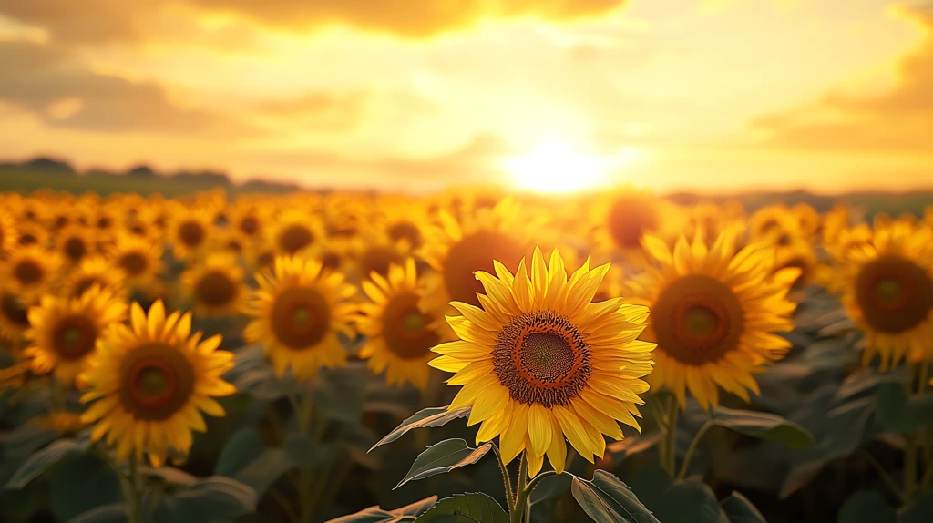 a vast field full of sunflowers with thousands of sunflowers facing the sky and blooming desktop wallpaper 4k