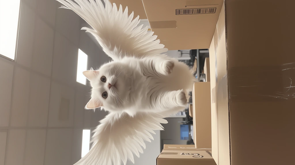 a white cat with wings phone wallpaper 4k