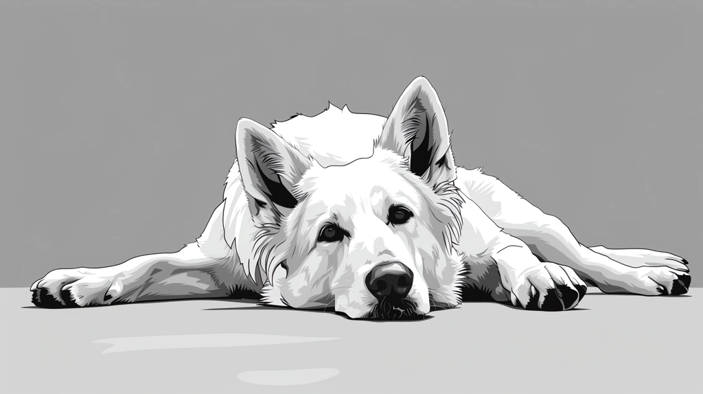 a white german shepherd laying down, looking alert desktop wallpaper 4k