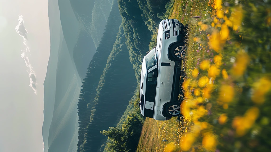 a white suv is parked on the grassland phone wallpaper 4k