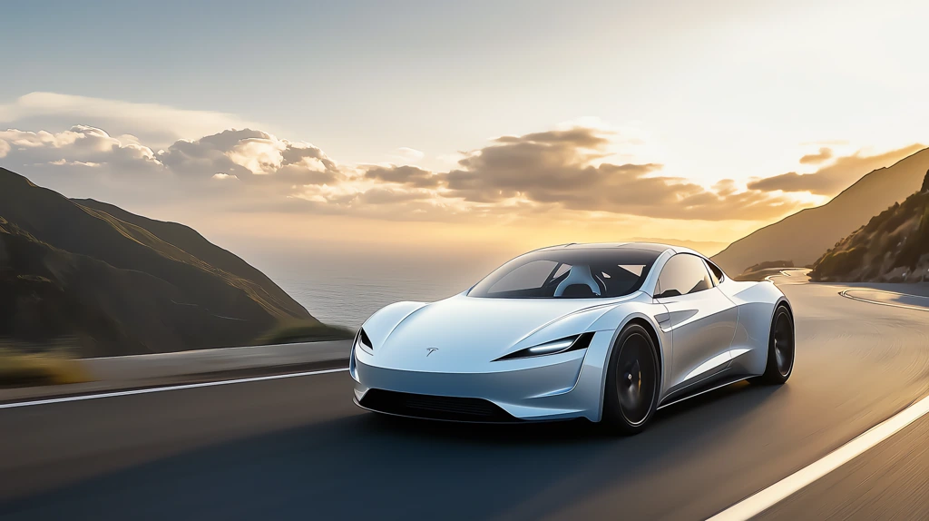 a white tesla roadster desktop wallpaper 4k