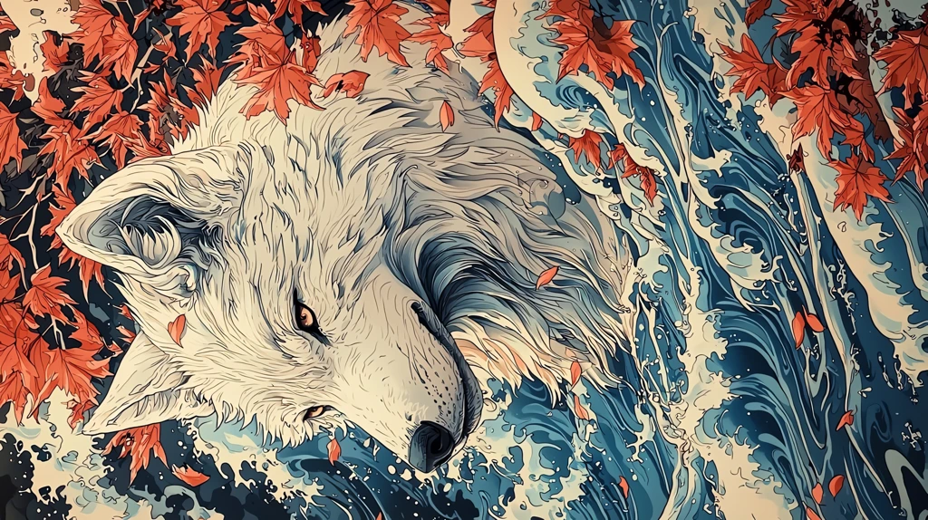 a white wolf in the ocean surrounded phone wallpaper 4k