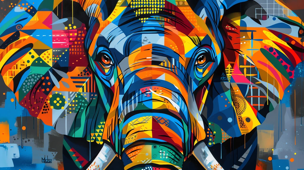 abstract geometric african elephant face desktop wallpaper 4k