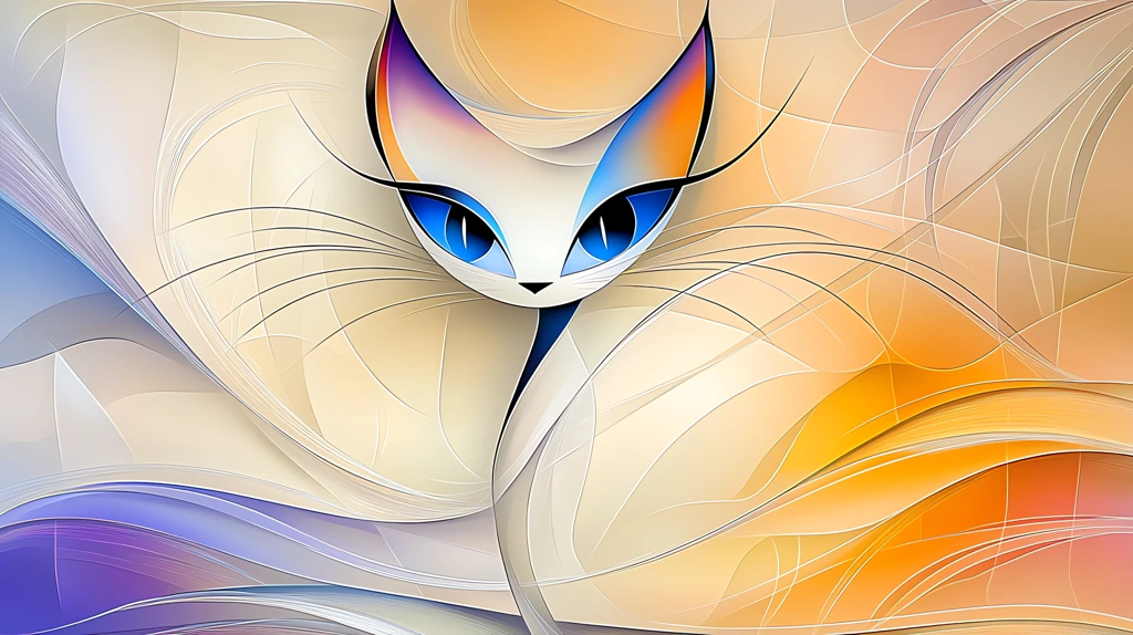 abstract illustration of a cat version two desktop wallpaper 4k