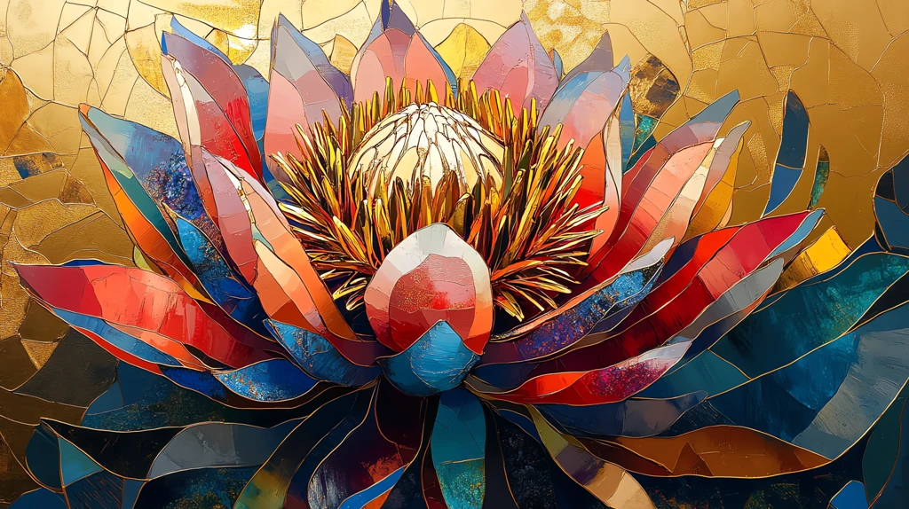 abstract portrait of a protea flower version two desktop wallpaper 4k