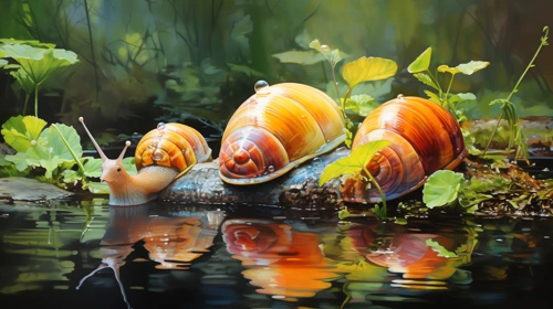 acrylic oil color snails 3 animals desktop wallpaper full hd 4k free download