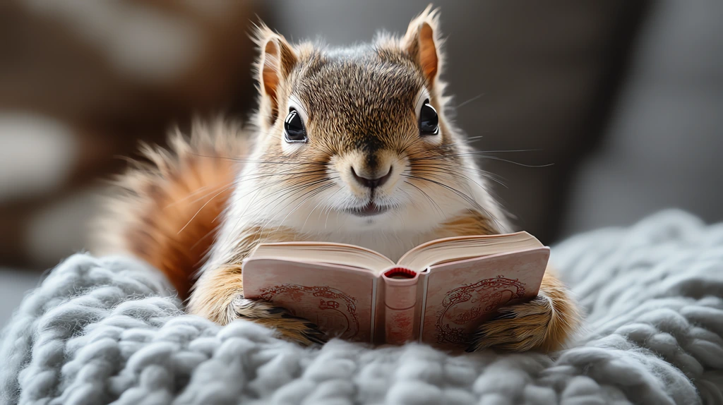 adorable girly pretty squirrel reading a modern girly book version one desktop wallpaper 4k