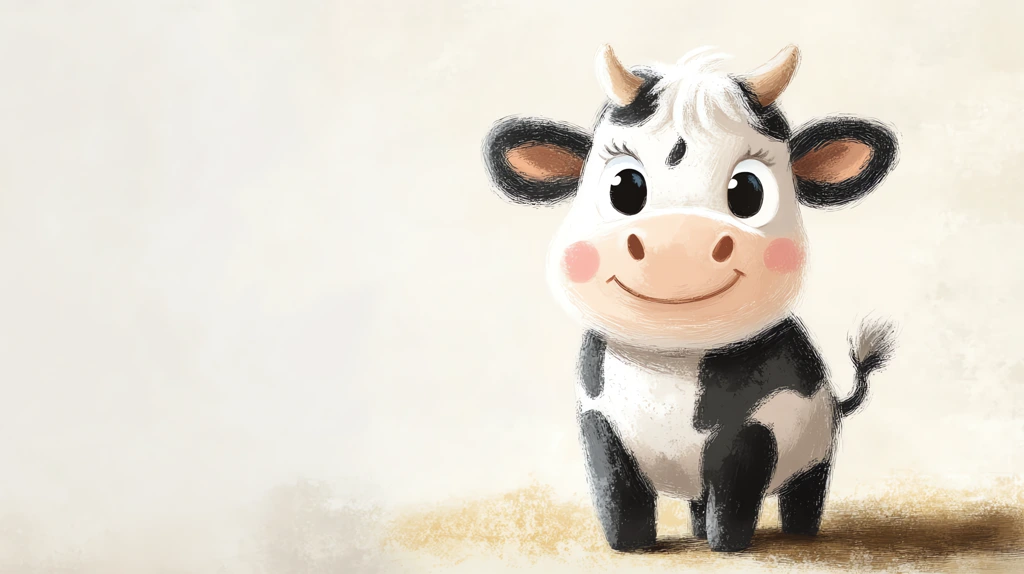 adorable illustration of a cute cow friendly features with large eyes desktop wallpaper 4k