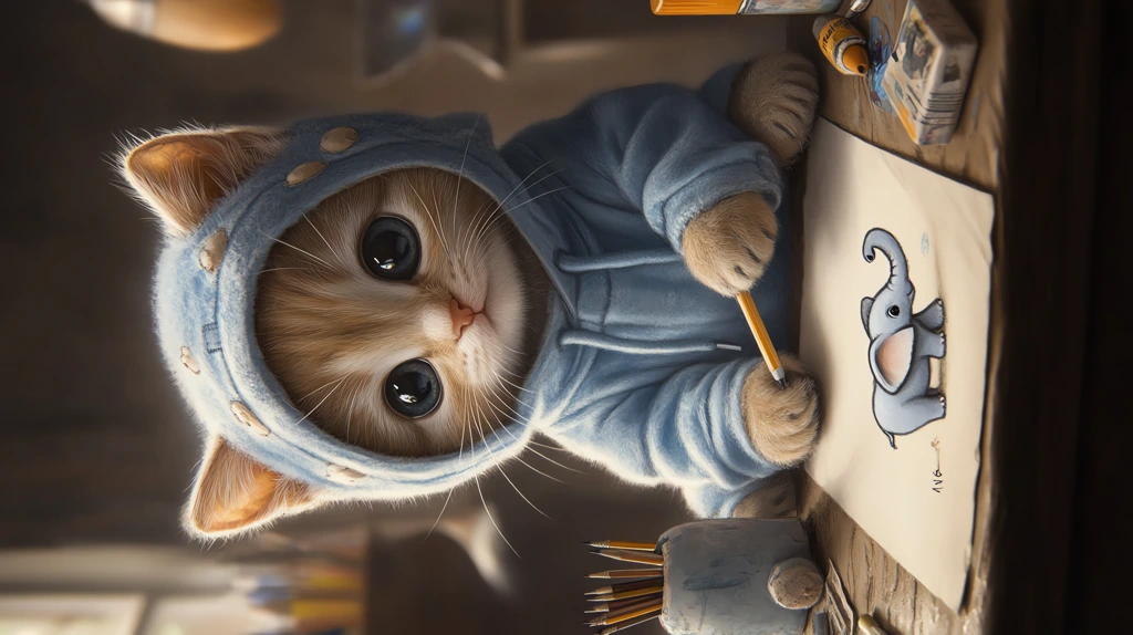 adorable kitten wearing a blue hoodie phone wallpaper 4k