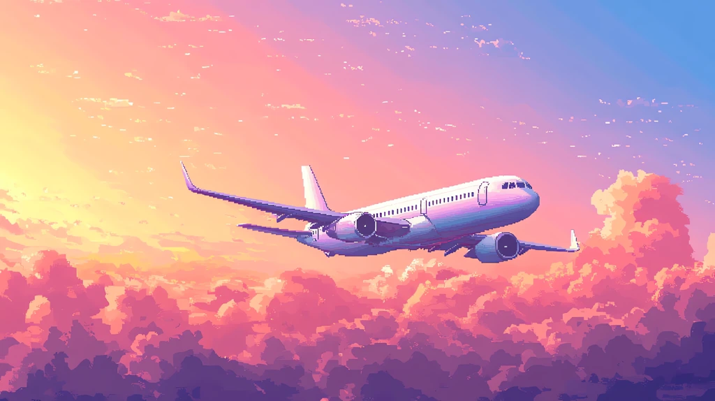 airplane in the style of detailed illustration a pixelated game screen desktop wallpaper 4k