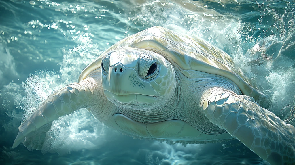 albino white sea turtle desktop wallpaper 4k