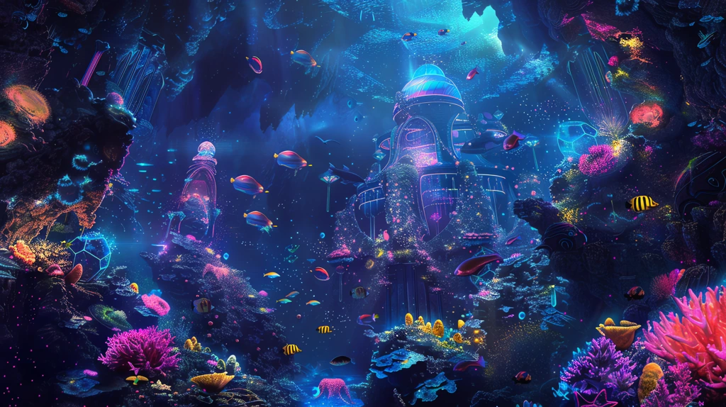 alien civilization under the ocean desktop wallpaper 4k