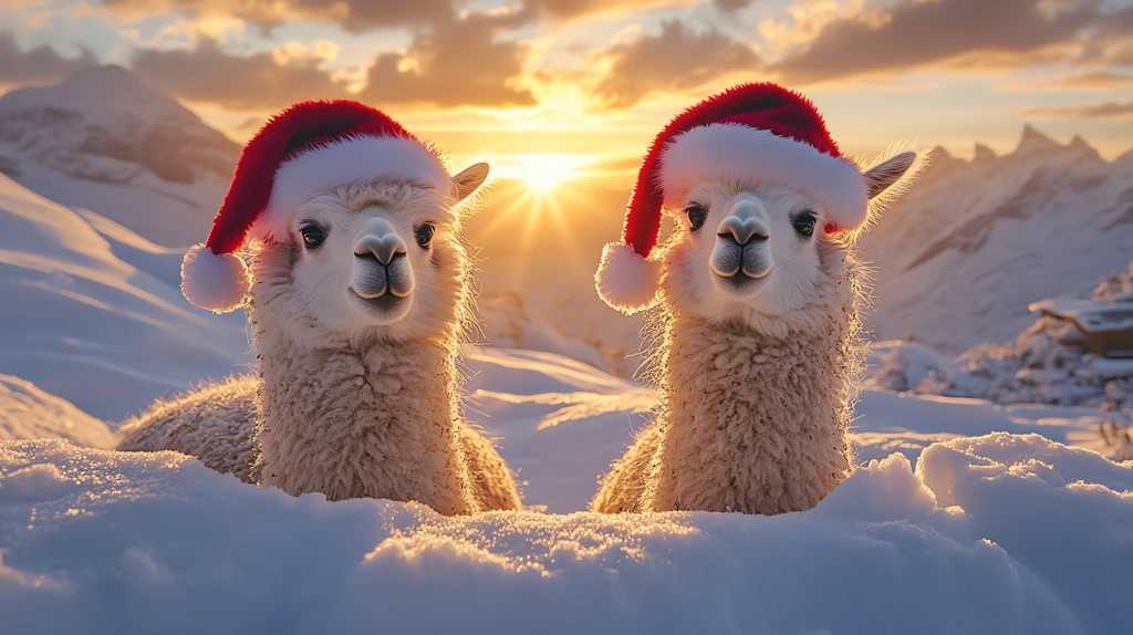 alpacas in the snow version one desktop wallpaper 4k