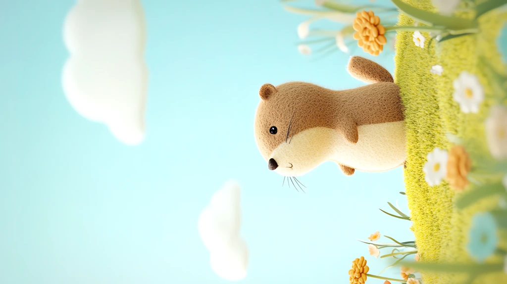 an adorable 3d felt-style cartoon groundhog phone wallpaper 4k