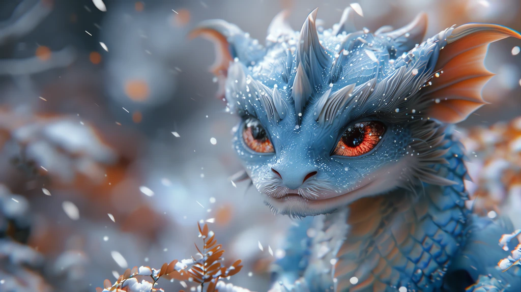 an adorable anthropomorphic blue dragon with a furry texture desktop wallpaper 4k