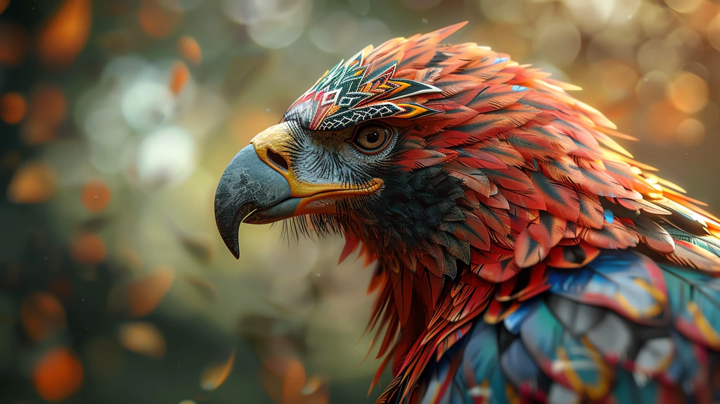 an eagle in the style of aztec patterns vibrant desktop wallpaper 4k