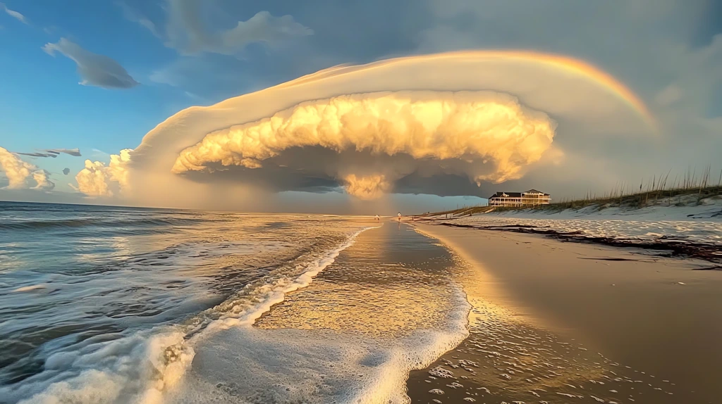 an epic cloud formation over the beach in north carolina desktop wallpaper 4k