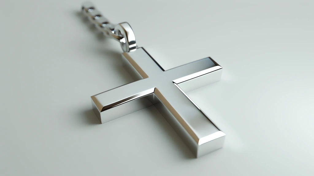 angelic design silver cross with white flat style render desktop wallpaper 4k
