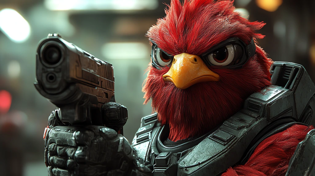 angry chicken in halo master chief version four desktop wallpaper 4k