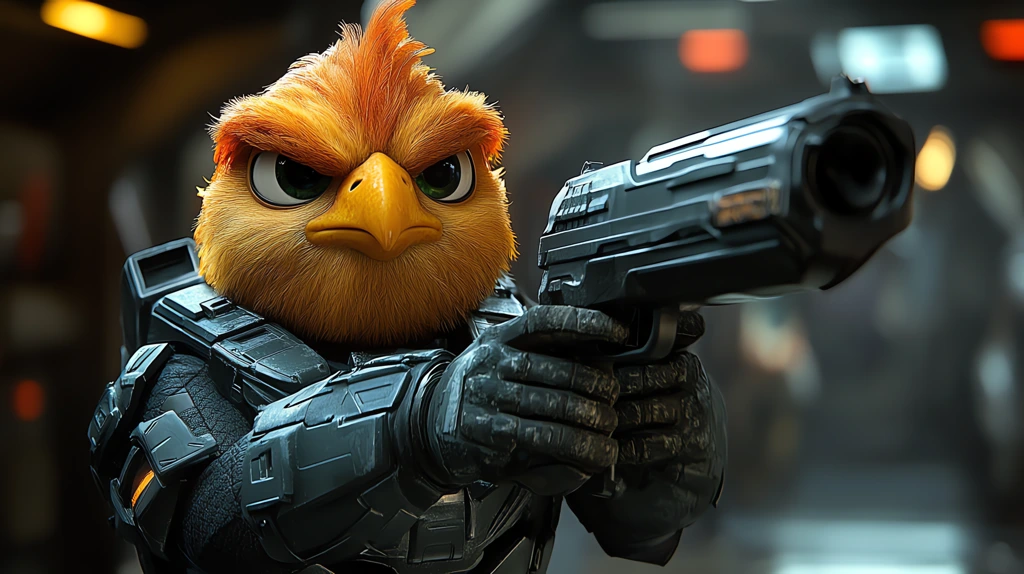 angry chicken in halo master chief version three desktop wallpaper 4k