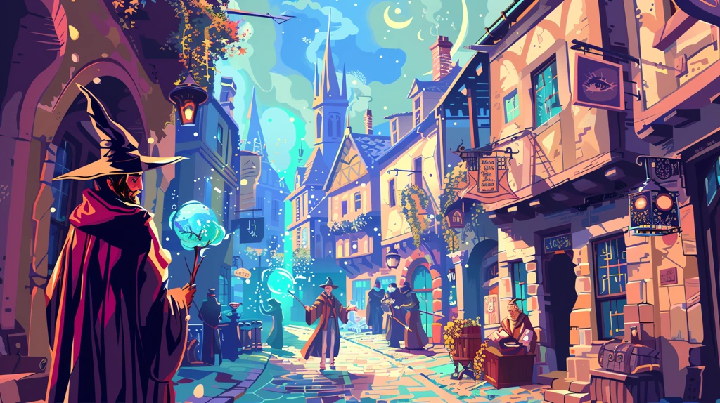 animated illustration wizards with magic spells desktop wallpaper 4k