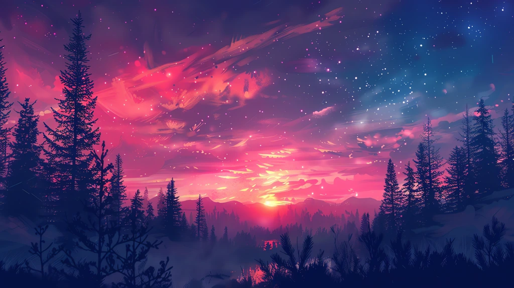 anime style gradient night sky in the tones desktop wallpaper 4k