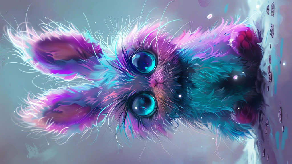 art of a cute creature fluffy little creature with big eyes and ears fantasy creature phone wallpaper 4k