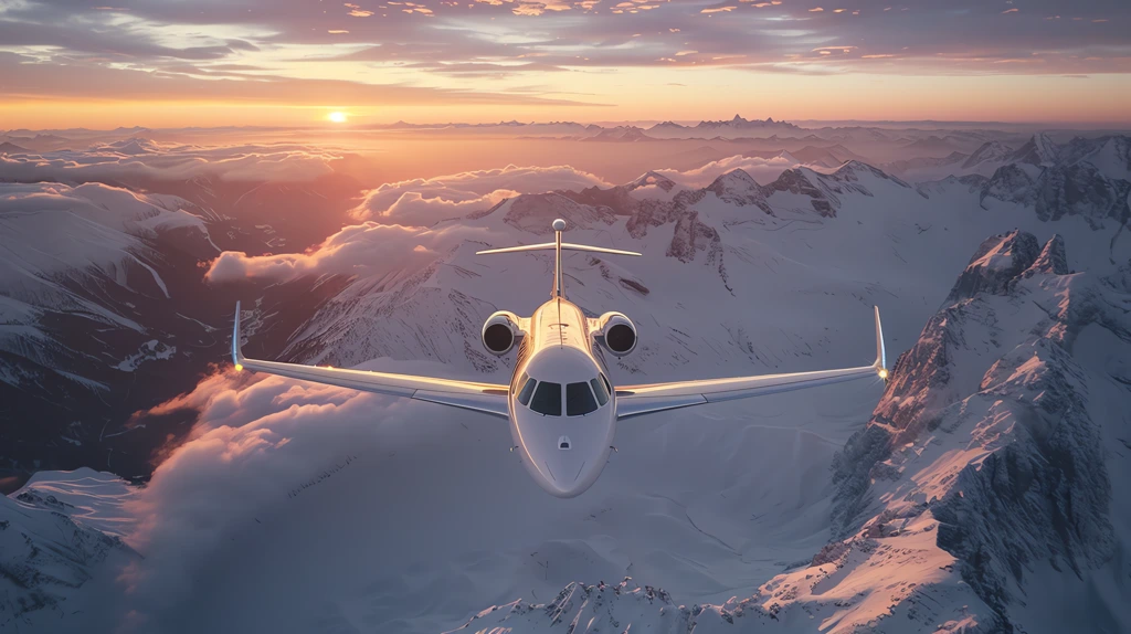 assault falcon 7x private jet flying in the sky over the alps desktop wallpaper 4k