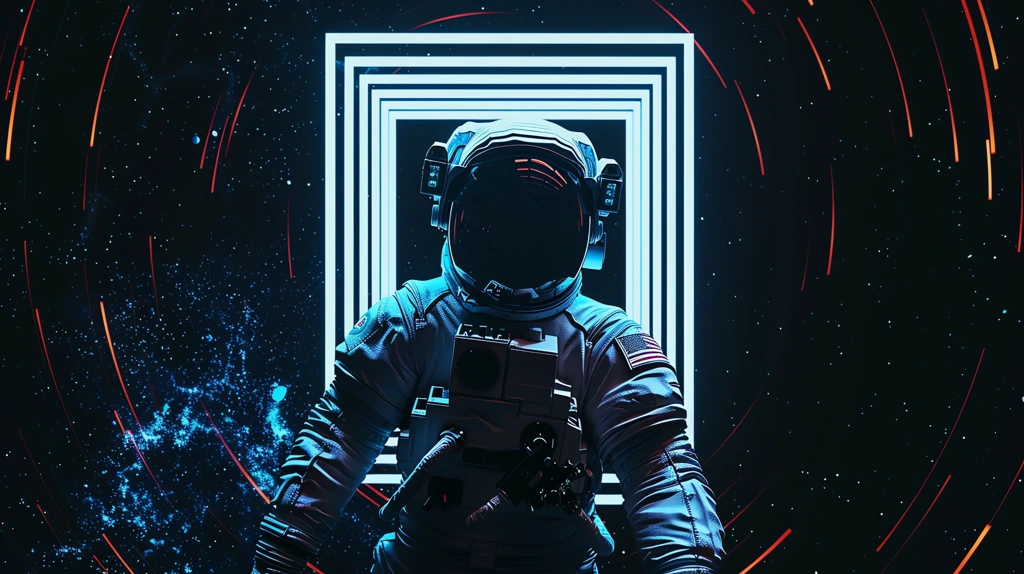 astronaut starring into rectangular portal desktop wallpaper 4k