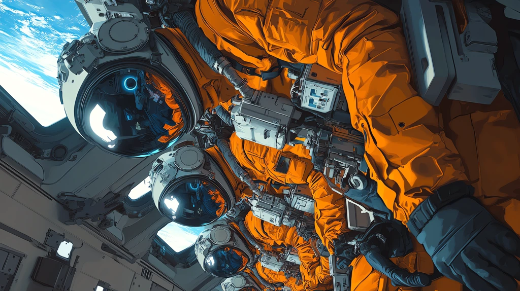 astronauts in their luminous orange suits are seated in a spacecraft phone wallpaper 4k