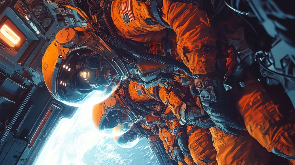 astronauts in their luminous orange suits phone wallpaper 4k