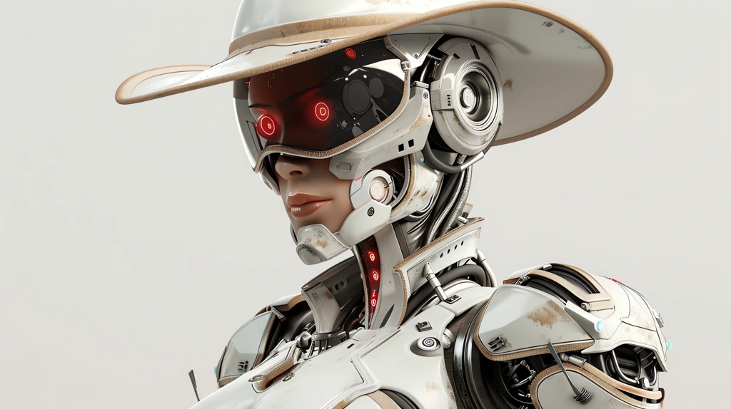 attractive female robot cowgirl neutral desktop wallpaper 4k