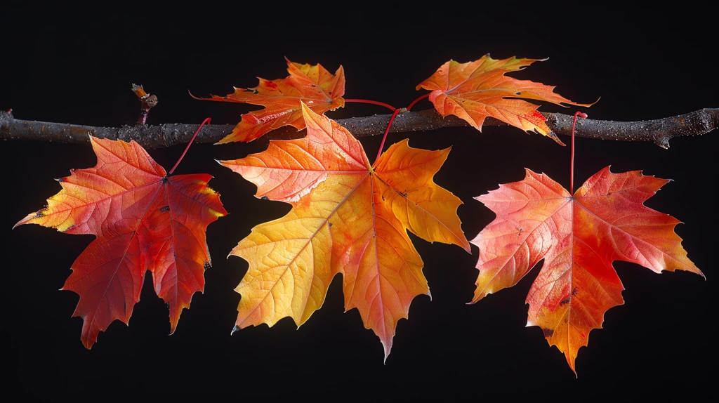 autumn maple leaves on a hanging branch desktop wallpaper 4k