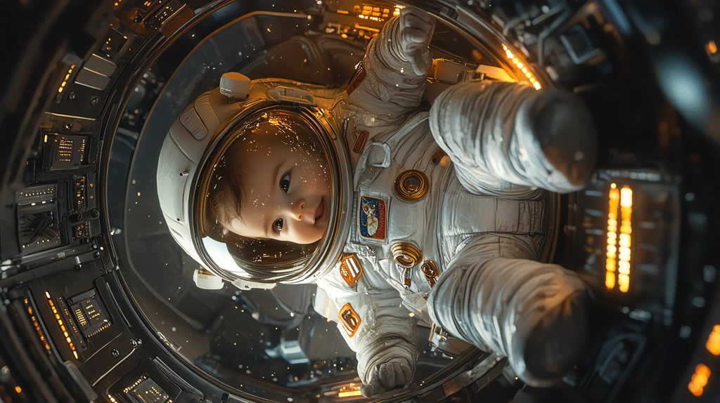 baby astronaut in a detailed version four phone wallpaper 4k