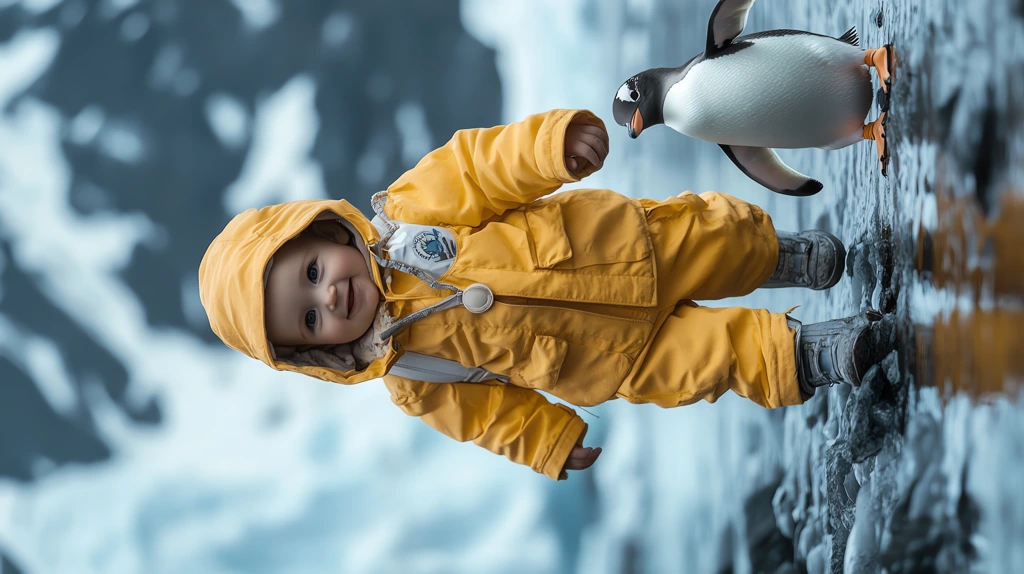 baby wearing a yellow explorer costume walking phone wallpaper 4k