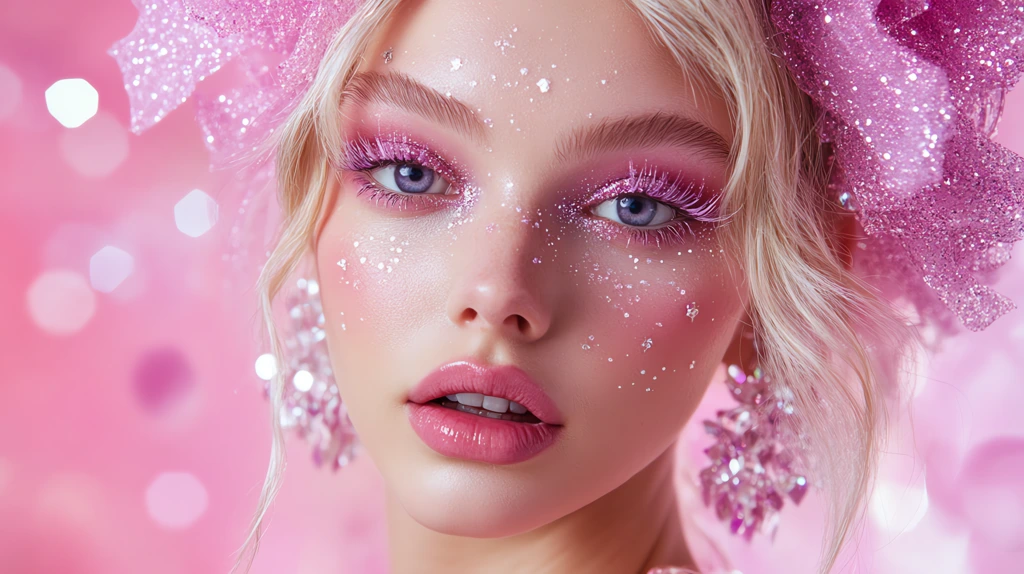 beautiful blonde in the photo is wearing pink eyeshadow lipstick and long eyelashes desktop wallpaper 4k