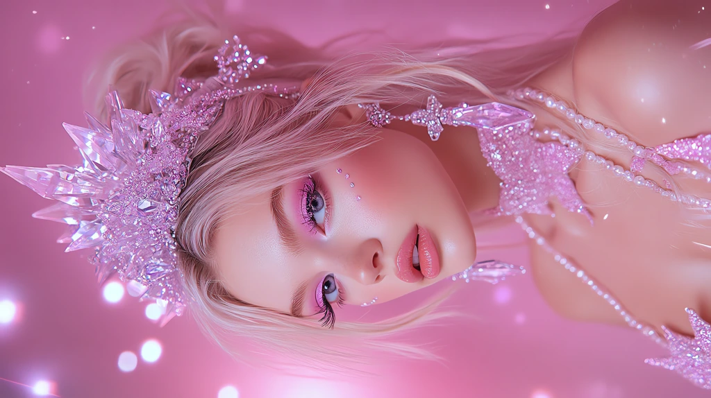 beautiful blonde in the photo is wearing pink eyeshadow lipstick phone wallpaper 4k