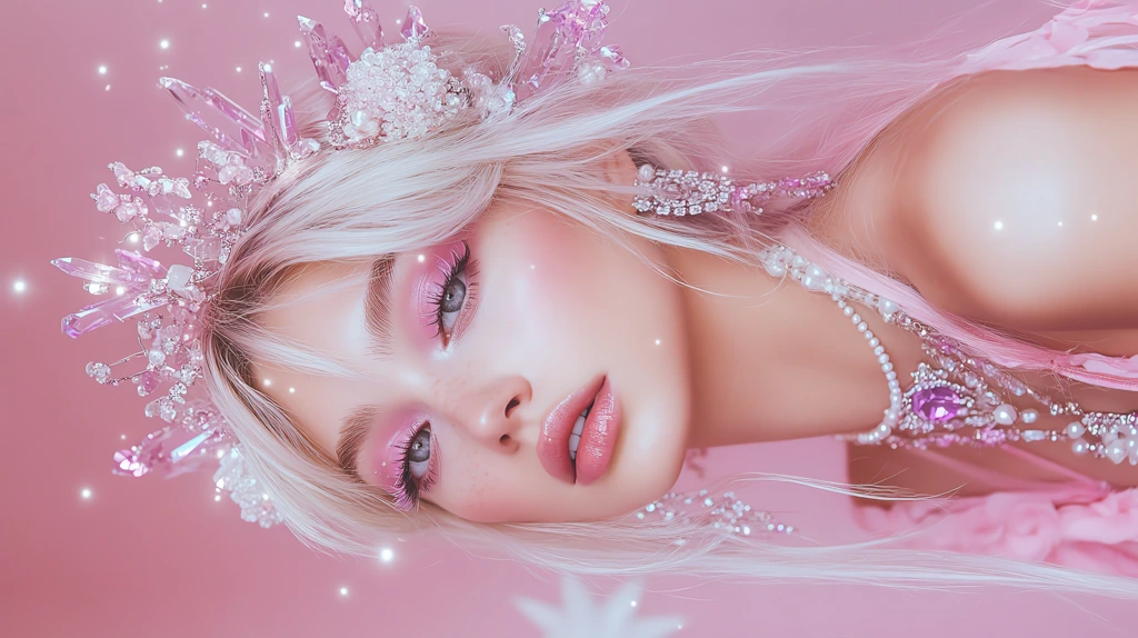 beautiful blonde in the photo is wearing pink eyeshadow phone wallpaper 4k