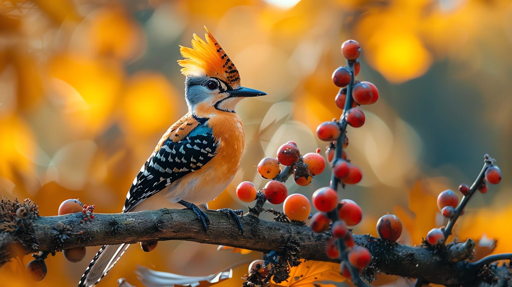 beautiful colorful hoopoe bird on a branch desktop wallpaper 4k