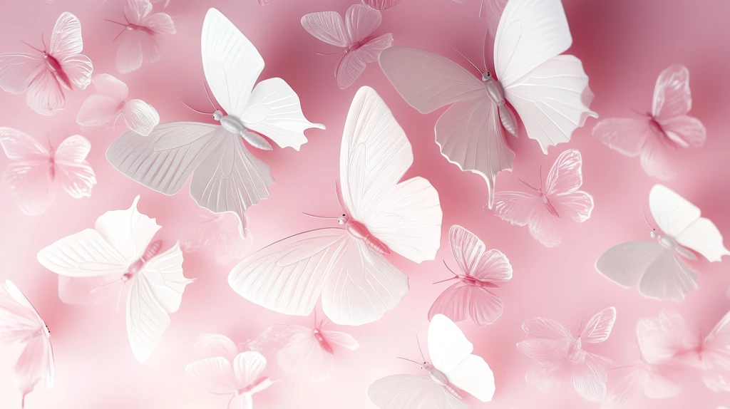 beautiful elegant pink and white butterflies phone wallpaper 4k