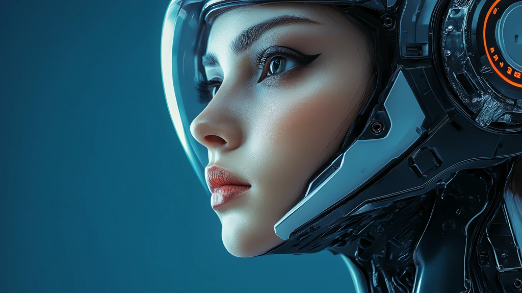 beautiful robot wearing refined modern female navy blue desktop wallpaper 4k