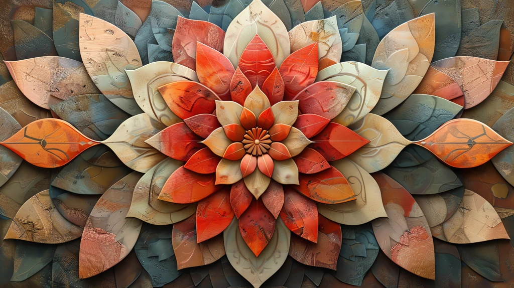 beautiful stylized bohemian flower art with wood elements in warm neutral woodsy colors desktop wallpaper 4k