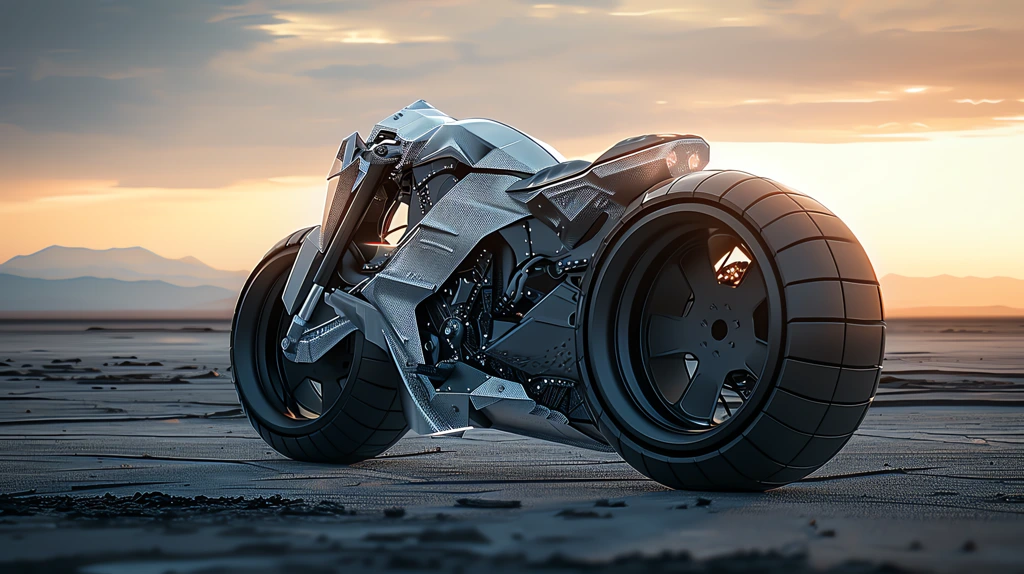 beauty shot of a huge war prototype motorcyle desktop wallpaper 4k