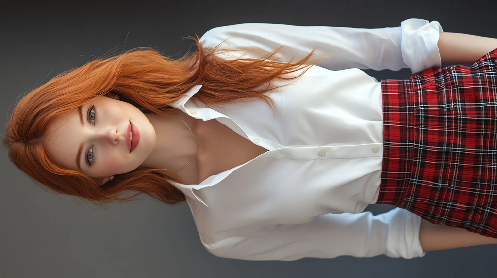 beauty woman with red hair and white skin phone wallpaper 4k