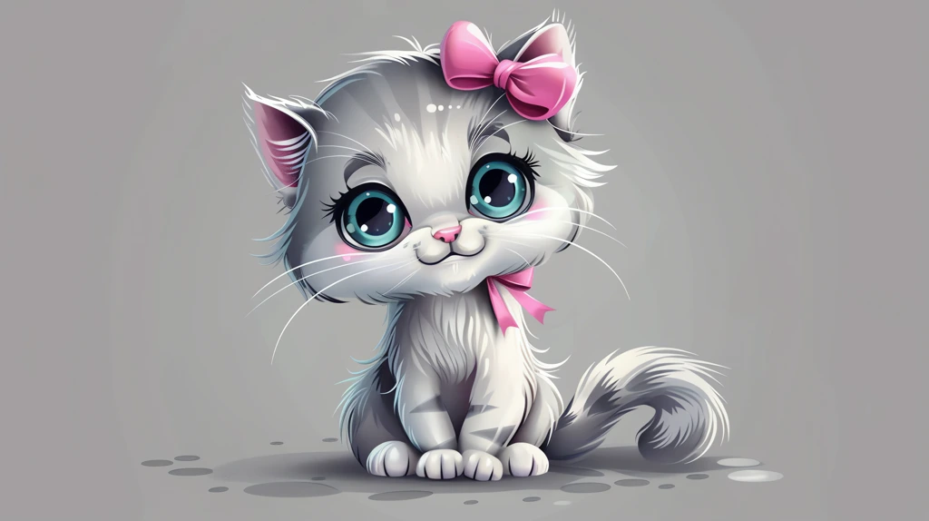 big eyes and pink bow on head cat desktop wallpaper 4k