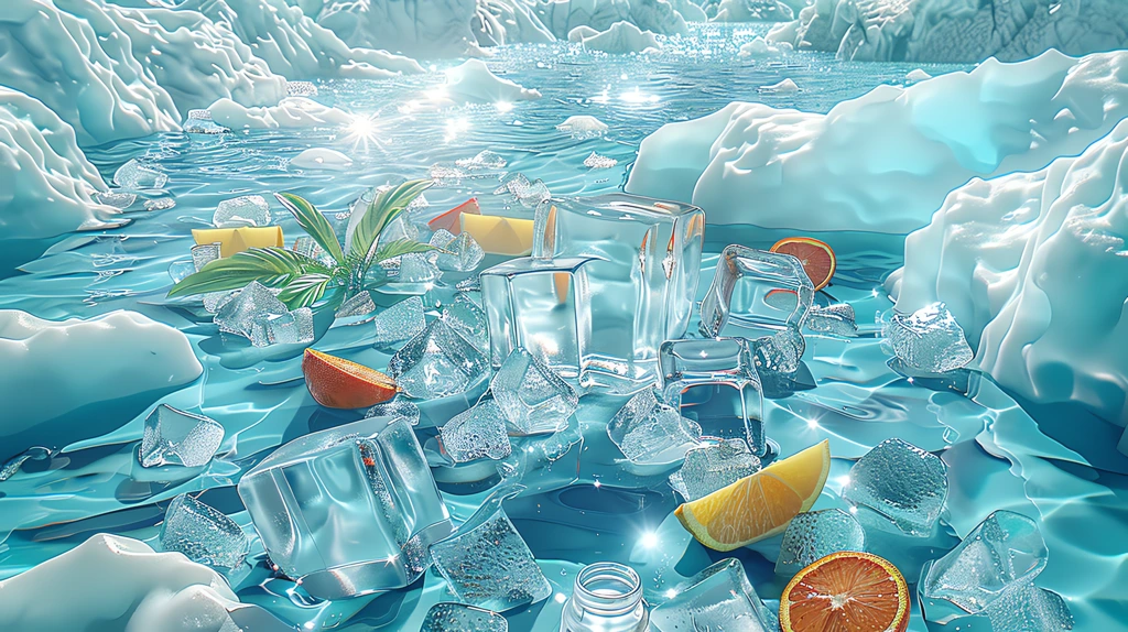 big ice cubes floating in the swimming pool desktop wallpaper 4k