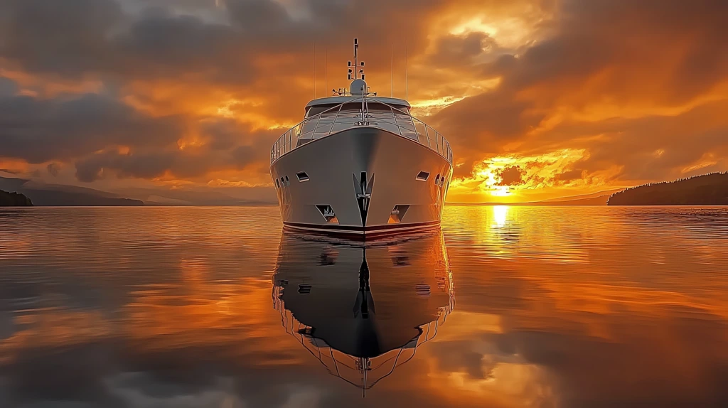 big yacht in the dusk glow desktop wallpaper 4k